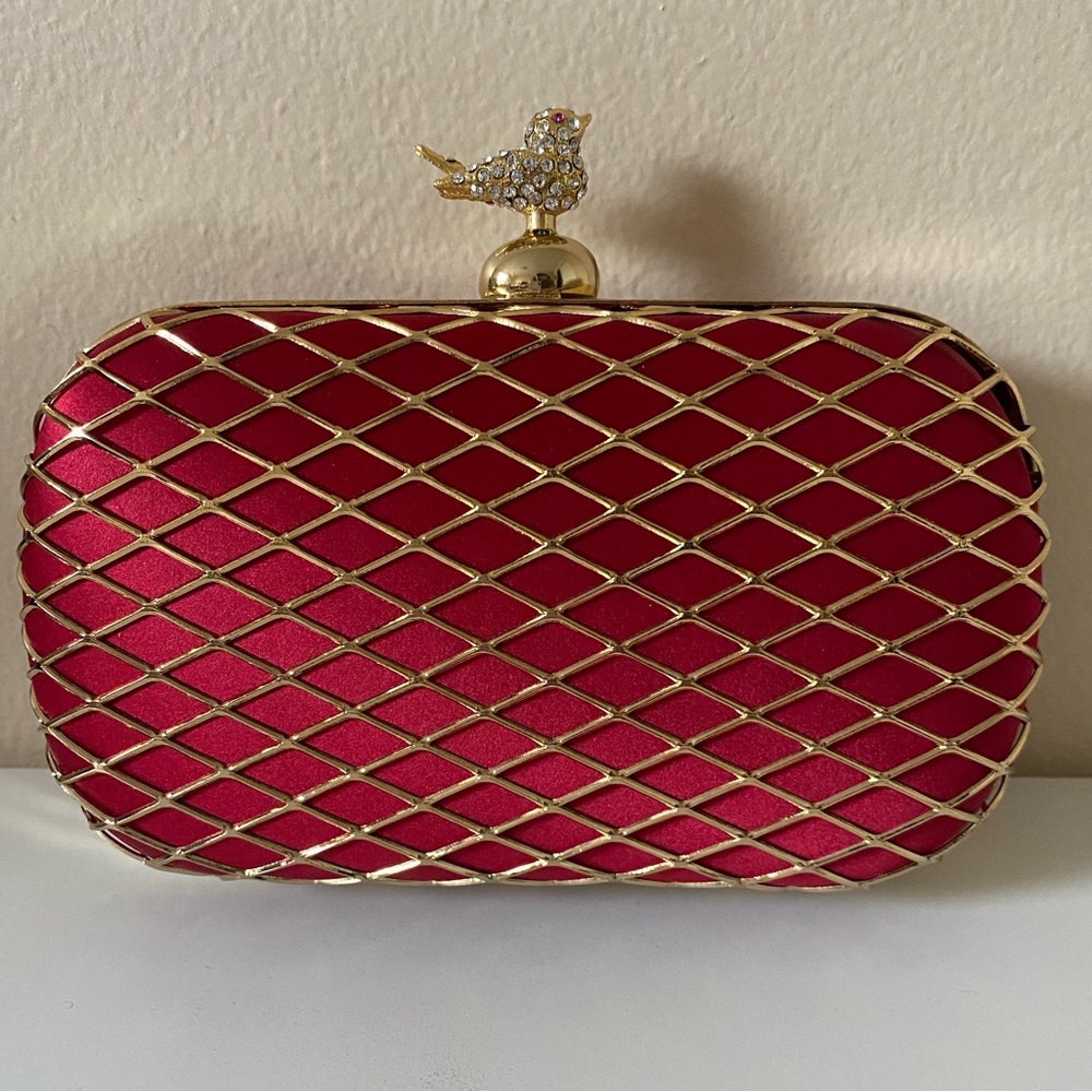 Red and gold evening bag